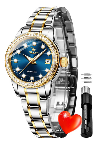 Olevs Relojes De Diamantes Para Mujer Vestido De Lujo De Oro