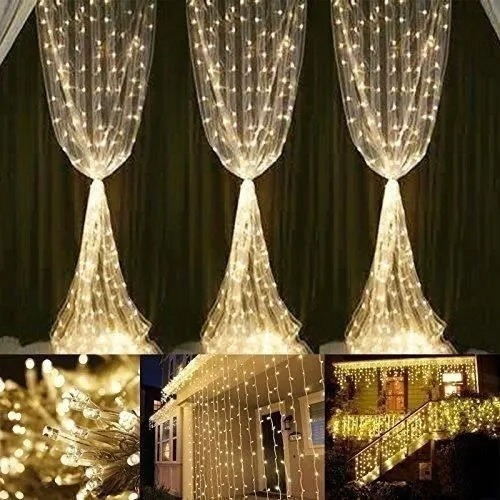 Imagen 6 de 8 de Cortina Luces Led 2x2 Mt Calida/fria Lluvia 11tiras Unibles