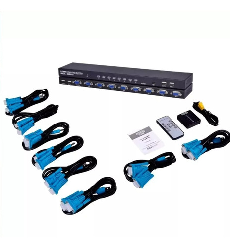 Chaveador Switch Kvm Vga - Usb 8 Portas+8 Cabos Vga-usb 1,5m
