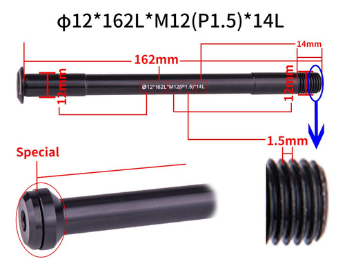 Mtb Thru Axle Road Bike Shaft Front Rear Hub Skewers 12mm Wh