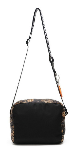 Imagen 4 de 4 de Cartera bandolera Legion Extranjera Cumbre Acapulco diseño estampado de poliéster cire negra con correa de hombro negra y blanca