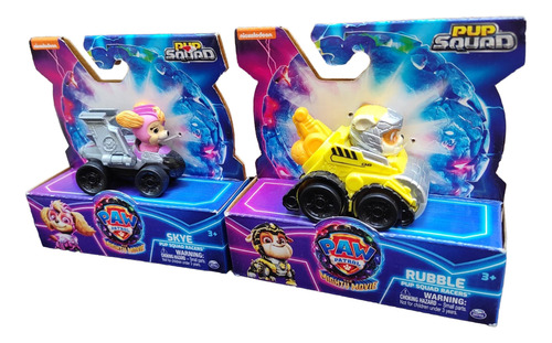 Set De 2 Vehículos Paw Patrol Pup Squad Racers Skye Rubble Amarillo