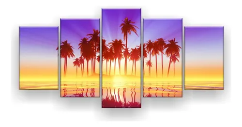 Marco decorativo Coconut Tree Island, 129 x 61 cm, sala de estar y dormitorio
