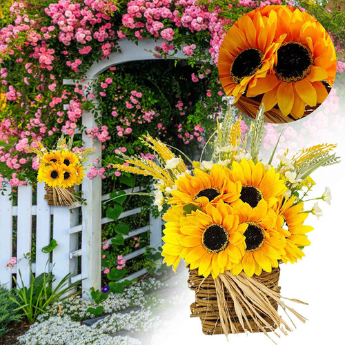 Corona De Flores En Forma De Z, Girasol, Decoración De Cesta