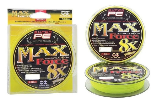 Linha Multifilamento Max Force 8x 0,20mm 24lb 150m Amarela Cor Amarelo