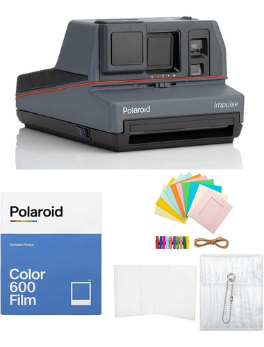Polaroid 600 Impulse - Cámara Instantánea Gris Con Película