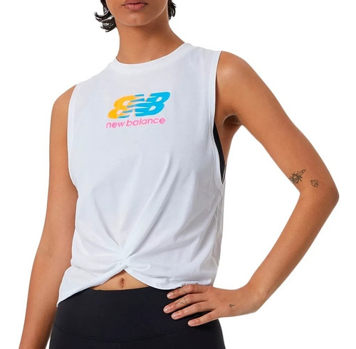 Musculosa New Balance Relentless Tank Blanco Azul Mujer