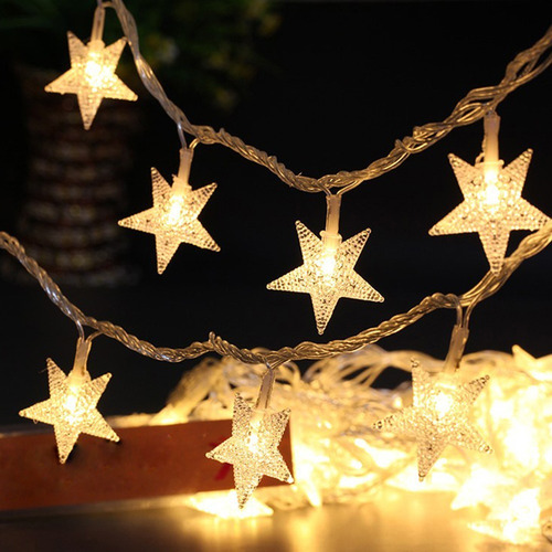 Imagen 2 de 8 de Tira Led Bolita Estrella Guirnalda Blanca Calida 5 Mts 220v