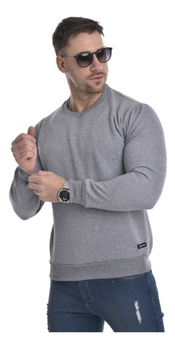 Imagen 1 de 4 de Buzo Hombre Liso Algodon Friza Cuello Rendondo Colores