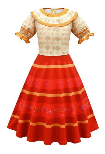 Imagem 4 de 10 de Fantasia Infantil Vestido Encanto Dolores Ou Pepa Com Bolsa