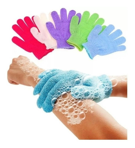 Imagen 1 de 2 de Pack 6 Guantes Exfoliantes Corporales Para Ducha Limpieza