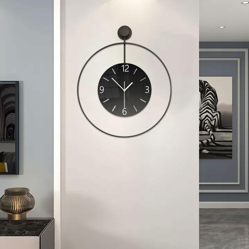 Reloj De Pared Decorativo Gran Reloj Negro Moderno Silencio