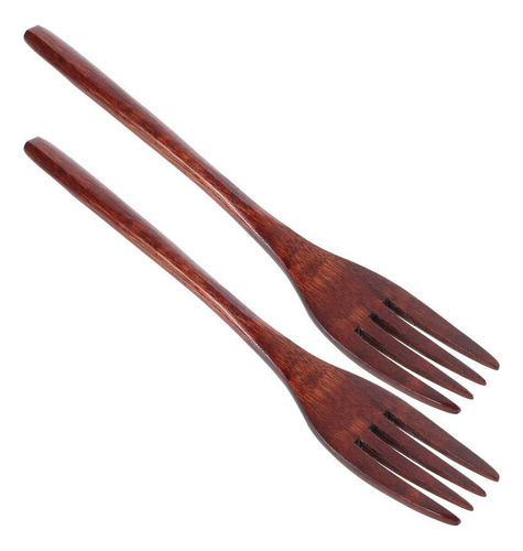 2 Tenedores De Madera Con Mango Largo Para Vajilla Mediana,