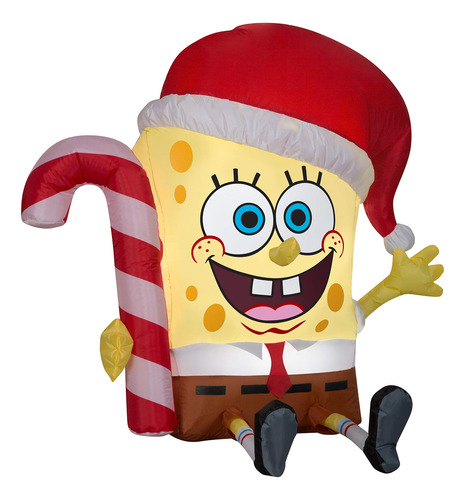 Decoração De Natal Inflável Gemmy Spongebob Com Lata De Doce