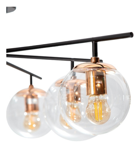 Lámpara De Techo Sputnik Negro Mate Oro E27 40w 6 Luces