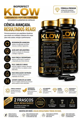 2x Super Colágeno Klow - 30 Cápsulas Peptidio Sem Sabor
