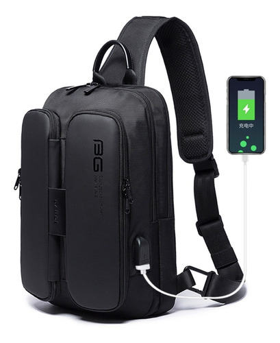 Mochila Sling Cruzada Premium Antirobo Impermeable Usb M