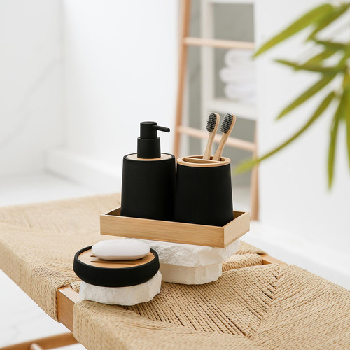 Juego De Accesorios De Baño De 4 Piezas, Juego De Negro