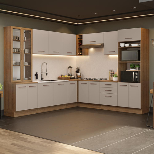 Armário De Cozinha Completa 549cm Agata Madesa 01 Cor Rustic/crema