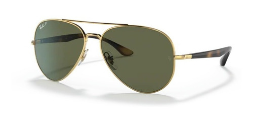 Lentes De Sol Ray Ban Rb3675 001/58 Dorado Polarizado Lente Verde Polarizado Varilla Havana Armazón Dorado 001/58 Diseño Solar