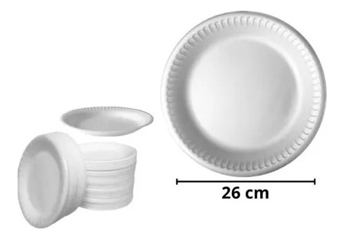 Plato de comida desechable de poliestireno, 100 unidades, 26 cm, 100 unidades