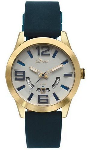 Co2115kty-2c Relógio Masculino Condor Dourado 45mm Couro Wr