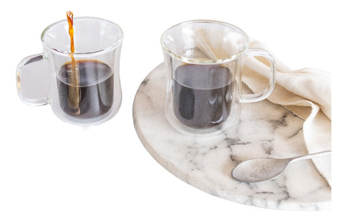 Taza Te/café Vidrio Doble 200ml 8,5cm X 7,5cm (diam X Alt) Color Transparente Mug