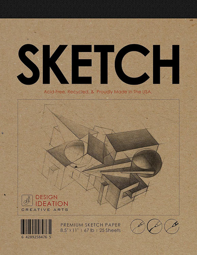 Premium Paper Sketch Pad For Pencil, Ink, Marker, Charc...