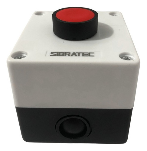 Caixa Plástica Com Botão De Pulso 22mm Vermelho Botoeira