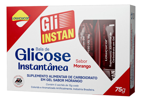 Kit 6 Unid. Gli-instan Morango Glicose Instantânea Lowçucar