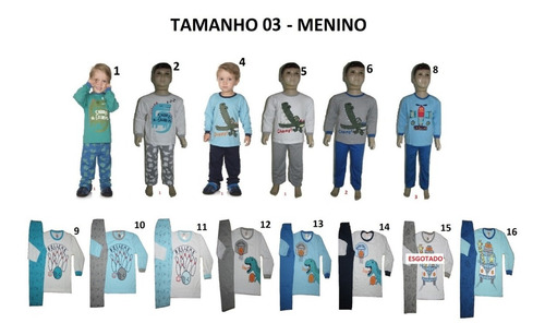 Imagem 1 de 2 de Pijama Infantil Masculino 100% Algodão Kit 10 Conjuntos