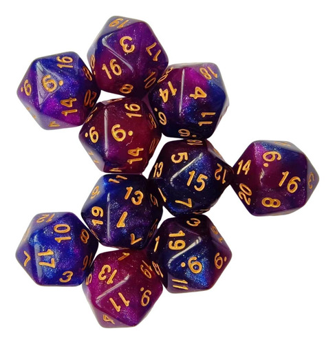 3 Juego De Dados De 10 Uds. De Colores Dobles Azul Púrpura