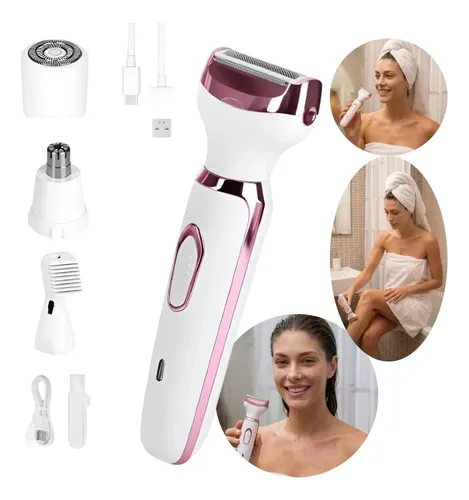 Maquina Depilador Elétrico Feminino 4 Em 1 Pelos Íntimos Branco 127/220v