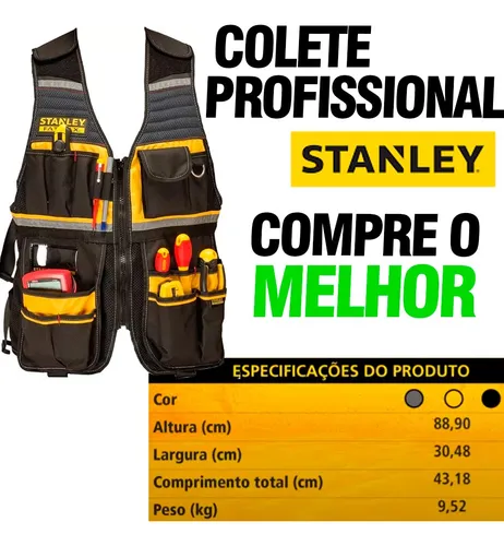 Colete Porta Ferramentas Stanley Fatmax Multiuso Fmst530201