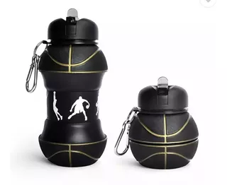 Botella Balon Plegable Para Agua Deporte Basquetbol Nba Negr