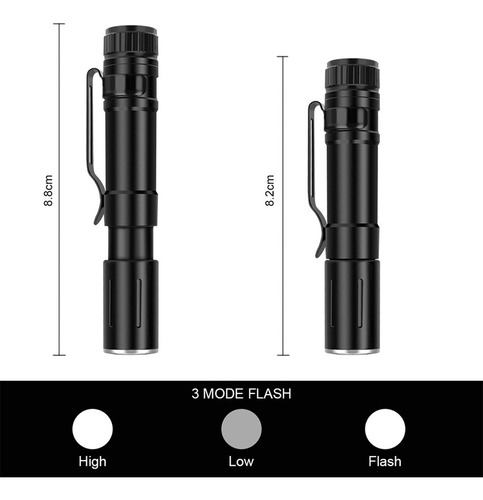 Linterna Led F Q5 Con Clip, Minilinterna, Lámpara Aaa 8731