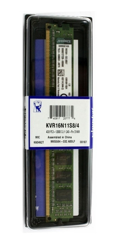Imagen 1 de 2 de Memoria RAM ValueRAM  4GB 1 Kingston KVR16N11S8/4