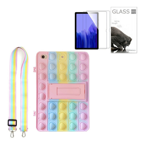 2 Vidrios + Funda Tablet Para Samsung A7 Pop It Correa