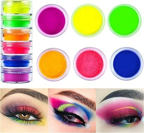 Set 6 Pigmento Color Neon Ojos Sombra Maquillaje Y Manicure