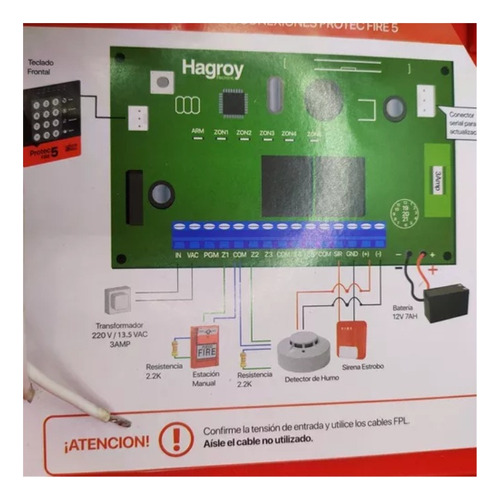 Panel Contra Incendio Protecfire 5 Hagroy 5 Zonas + Batería