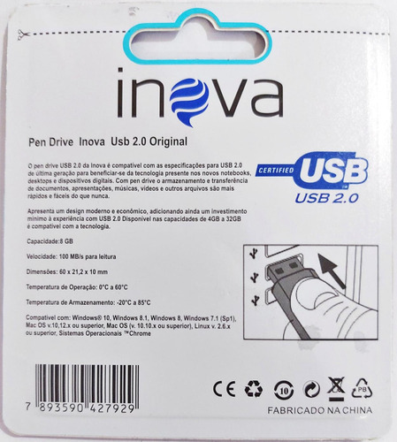 Pen Drive 8gb Inova Branco