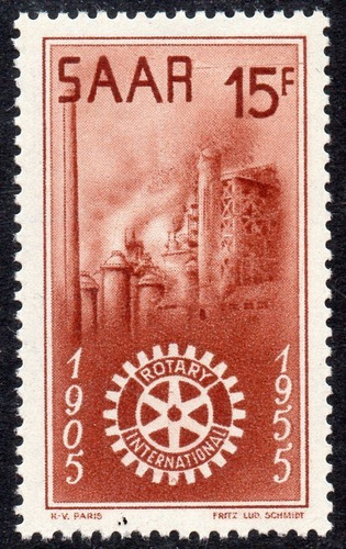 Imagen 2 de 2 de Saar = Sarre 2 Sellos Mint 50° Rotary Con Entrecintas 1955