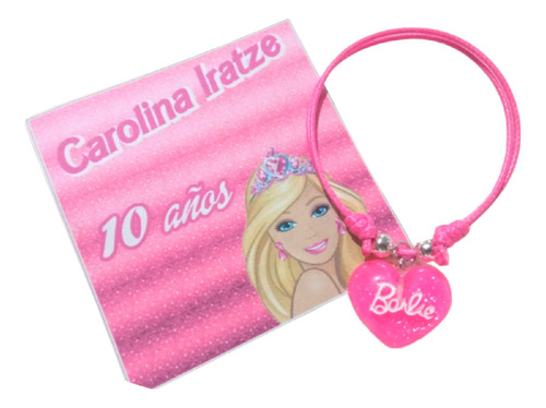 Recuerdos Eventos 30 Pulseras Dije Corazón Barbie Fiesta