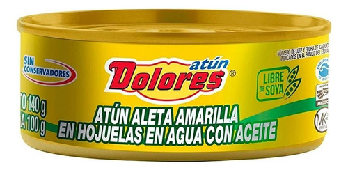 3 Pza AtĂșn Dolores Aleta Amarilla En Agua Con Aceite 140 G