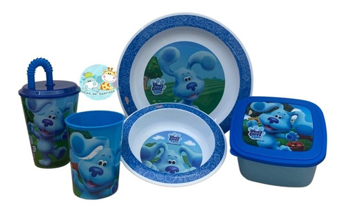 Combo Bazar Infantil Plato Bowl Vaso Sandwichera Pista Blue