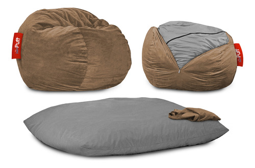Puff Sillón 2 En 1 Con Cama Individual Con Taburete