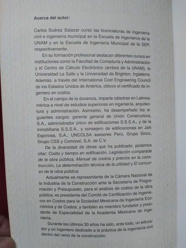 Libro Costo Y Tiempo En Edificación, Carlos Suárez Salazar (Usado)