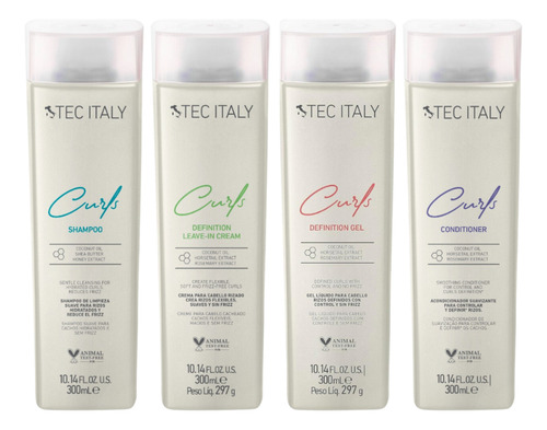 Kit Tratamiento Para Cabello Rizado Tec Italy Curls 4 Pzas