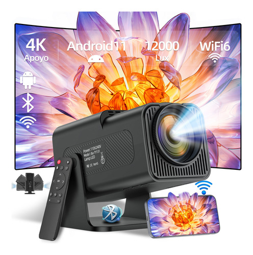 Projetor portátil smart Hd 4k android 11 Wifi Full 1280p 12000lm cor preto