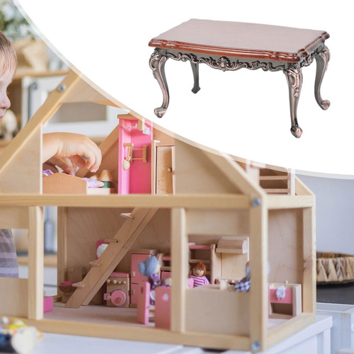 Escritorio De Madera En Miniatura A Grande Con Patas Rojas